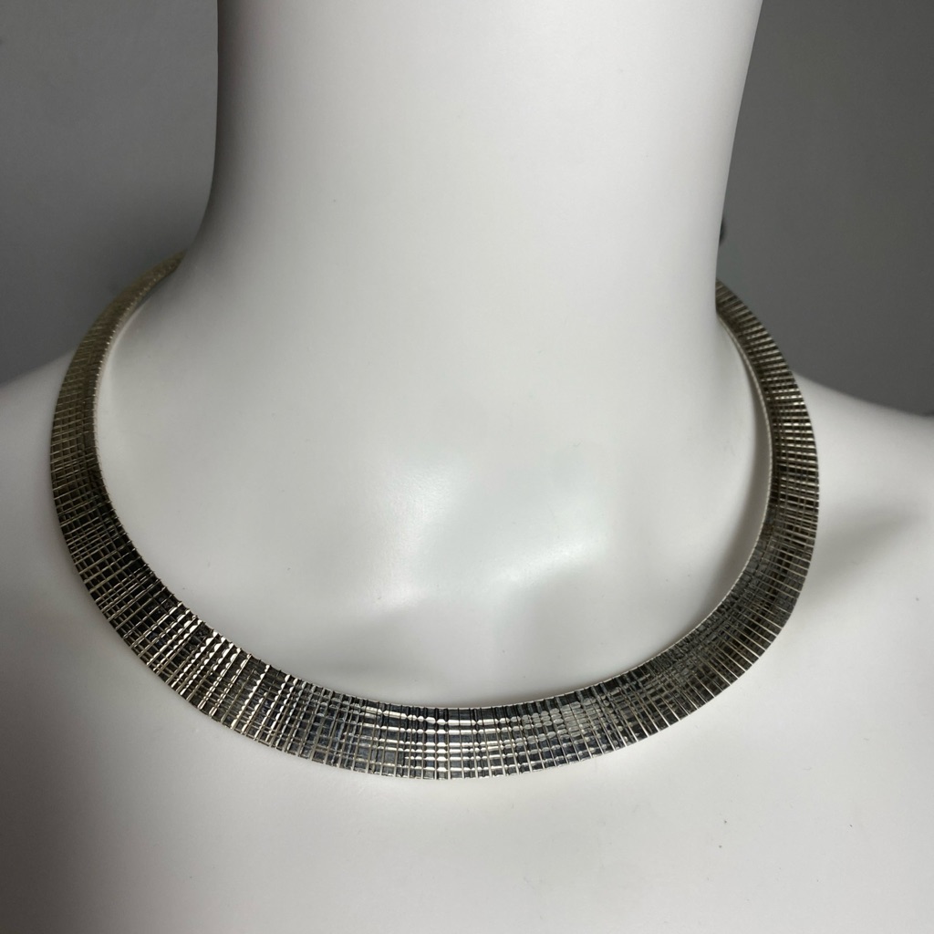 Necklace Choker Dyadema Bronze Italy Silver Tone Bib Prong 30$